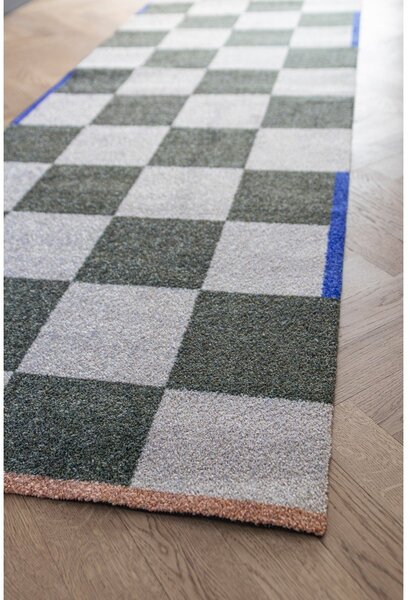 Тъмнозелена/кремава пътека подходяща за пране 77x242 cm Square – Mette Ditmer Denmark