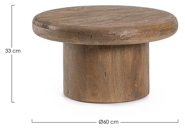 Кръгла масичка за кафе от масивно манго в тъмно естествен цвят ø 60 cm Lopez – Bizzotto