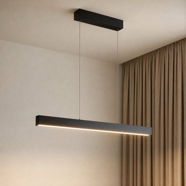 Lucande Smart LED висяща лампа Mylosh, черна, CCT, Tuya, Затъмняване, Черен, Дневна/трапезария, Алуминий, Модерен