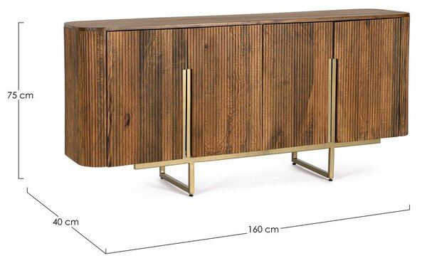 Скрин от масивно манго в златист цвят/в естествен цвят 160x75x40 cm Vilas – Bizzotto