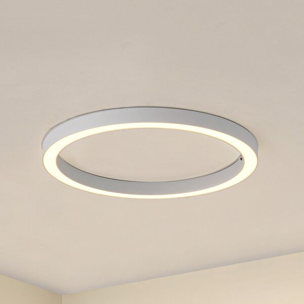 Lucande LED таванска лампа Neor, бяла, Ø 60 cm, CCT, с регулиране на яркостта, Затъмняване, Бял, Коридор, Метал, Модерен