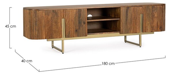 Маса за телевизор от масивно манго в естествен цвят 180x45x40 cm Vilas – Bizzotto