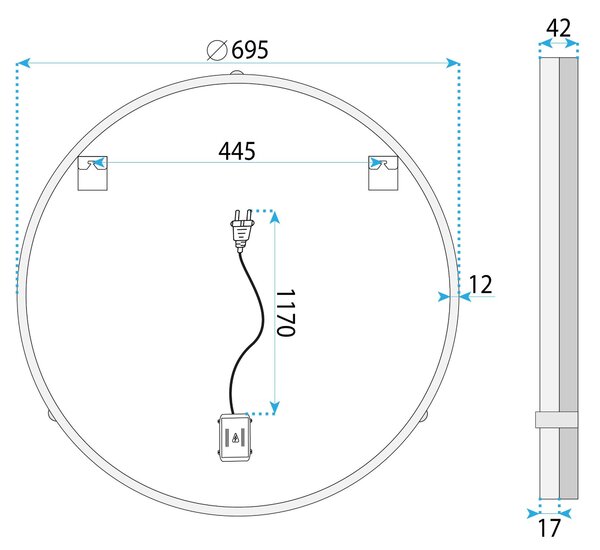 Огледало LED 70cm BL805