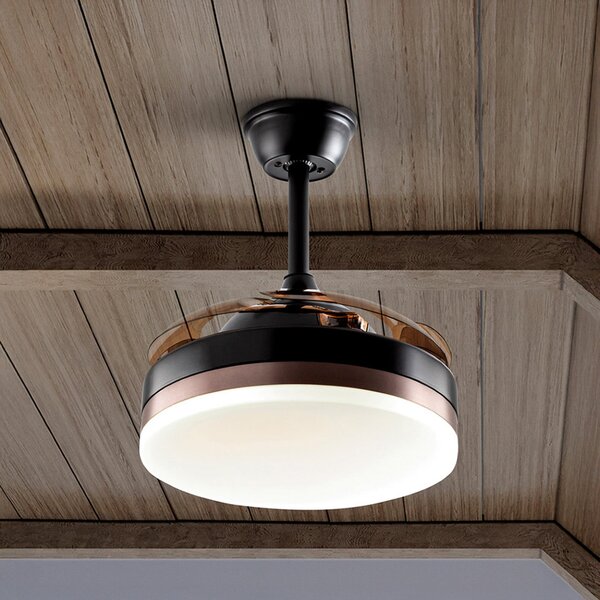 Schuller Valencia LED тавански вентилатор Vento черен/бронзов/пушен Ø 90 cm, безшумен, Затъмняване, Сив, Дневна/трапезария, Пластмаса, Модерен