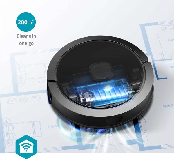 Nedis WIFIVCL002CBK - Смарт робот прахосмукачка с моп Wi-Fi Tuya, черна + DO