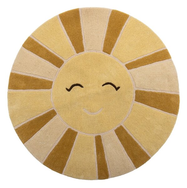 Бежов/в кехлибарен цвят вълнен детски килим ø110 cm Sun – Bloomingville Mini