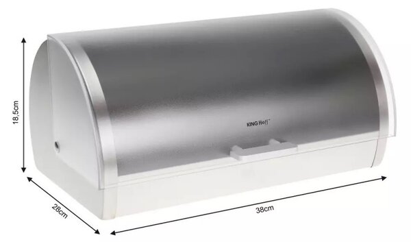 Кутия за хляб Kinghoff KH 3203, 39.5x28x18.5 см, Стомана, Полупрозрачен капак, Бял/сив