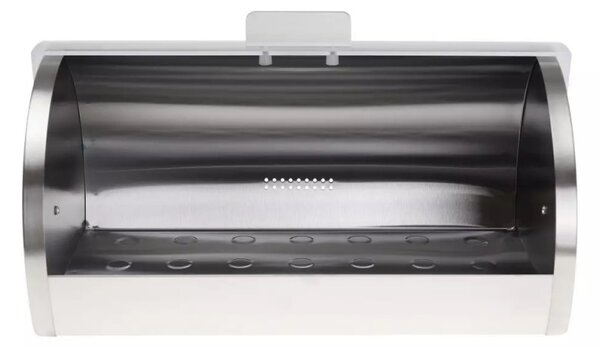 Кутия за хляб Kinghoff KH 3203, 39.5x28x18.5 см, Стомана, Полупрозрачен капак, Бял/сив