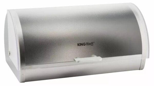 Кутия за хляб Kinghoff KH 3203, 39.5x28x18.5 см, Стомана, Полупрозрачен капак, Бял/сив