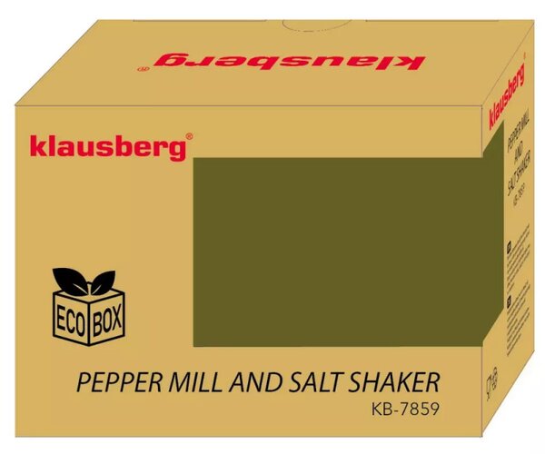 Комплект мелничка за пипер и солница Klausberg KB 7859, Керамичен механизъм, Акациево дърво, Кафяв