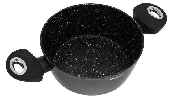 Комплект тенджери и тигани Klausberg KB 7322, 15 части, Термодъно, Отвор за изливане, Индукция, Черен