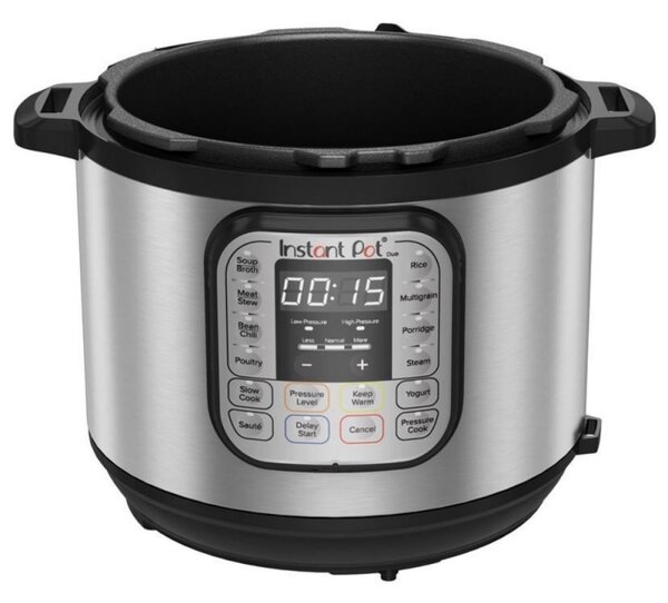 Мултикукър под нялагане Instant Pot DUO 6 112018201, 1000W, 5.7l, 13 програми, 7 функции, Система за безопасност, Сребрист/черен