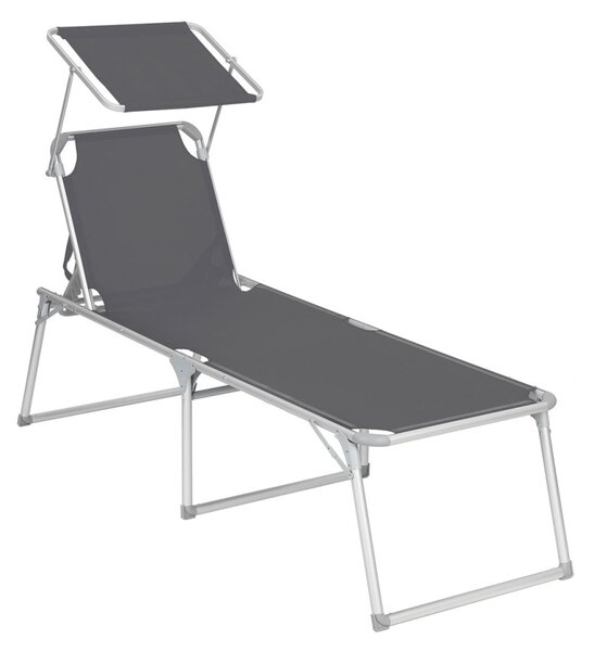Шезлонг Songmics Сив 65x200x48 см