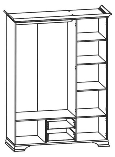 Трикрилен гардероб Kentuki - алпийско бяло, 159.5 x 225 x 61 cm