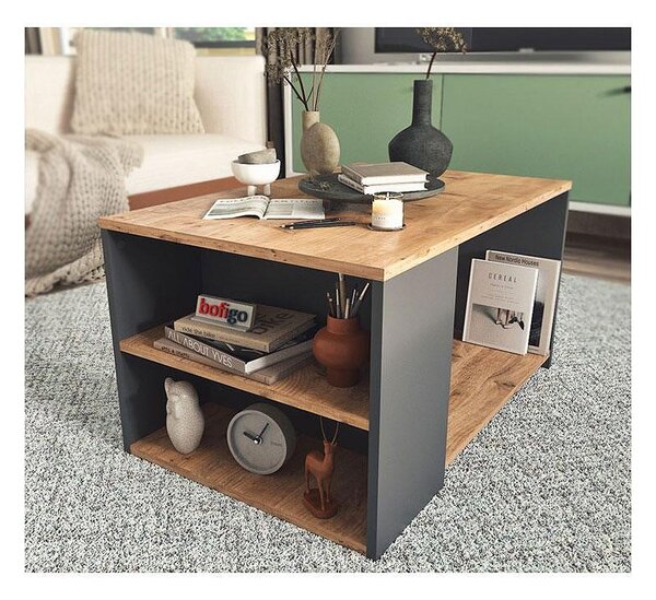 Холна маса Coffee Tabe with Bookshelf - бор, антрацит