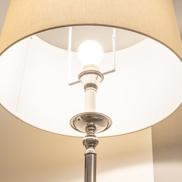 Brilagi - LED подова лампа CERIA 1xE27/60W/230V Ø 45 см лъскав хром/бежова