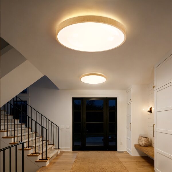 Brilagi-LED димируемо осветително тяло GLASS POOL DOUBLE LED/80W/230V 60 см дървесен декор + дистанционно управление