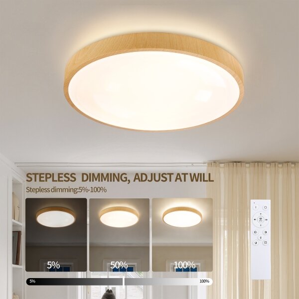 Brilagi-LED димируемо осветително тяло GLASS POOL DOUBLE LED/48W/230V 40 см дървесен декор + дистанционно управление