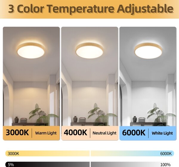 Brilagi-LED димируемо осветително тяло GLASS POOL DOUBLE LED/48W/230V 40 см дървесен декор + дистанционно управление