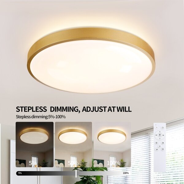 Brilagi - LED димируемо осветително тяло GLASS POOL DOUBLE LED/60W/230V 50 cm златно + дистанционно управление