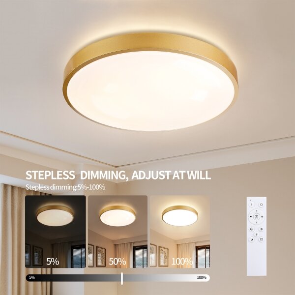 Brilagi - димируемо осветително тяло GLASS POOL DOUBLE LED/80W/230V 60 см златисто + дистанционно управление