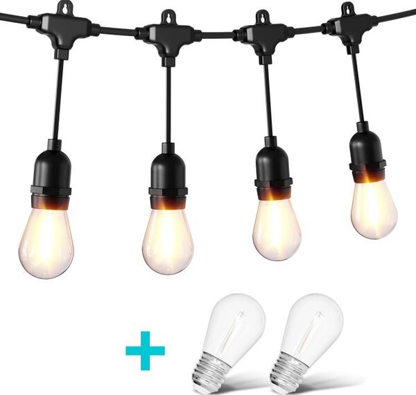 Градински LED гирлянд - светлинна верига с крушки E27 20