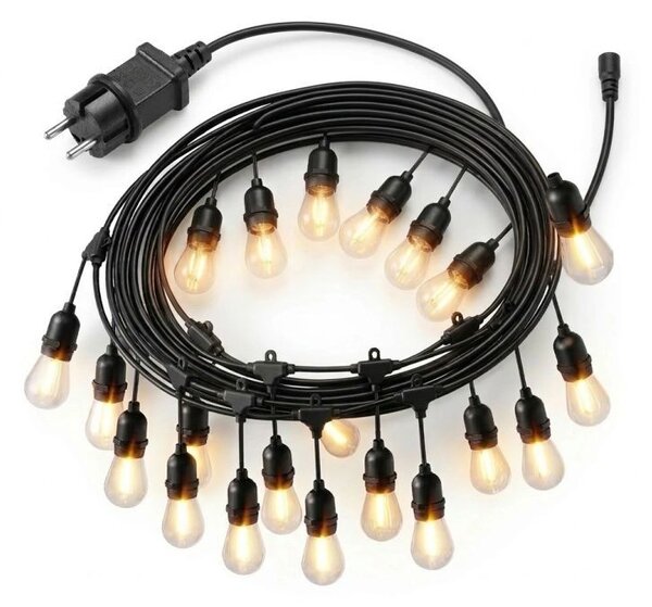 Градински LED гирлянд - светлинна верига с крушки E27 20