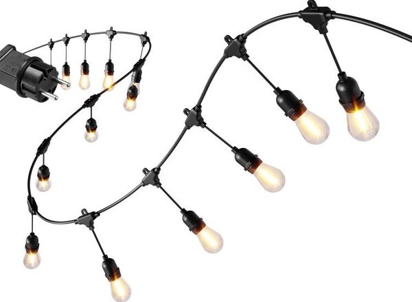 Градински LED гирлянд - светлинна верига с крушки E27 20