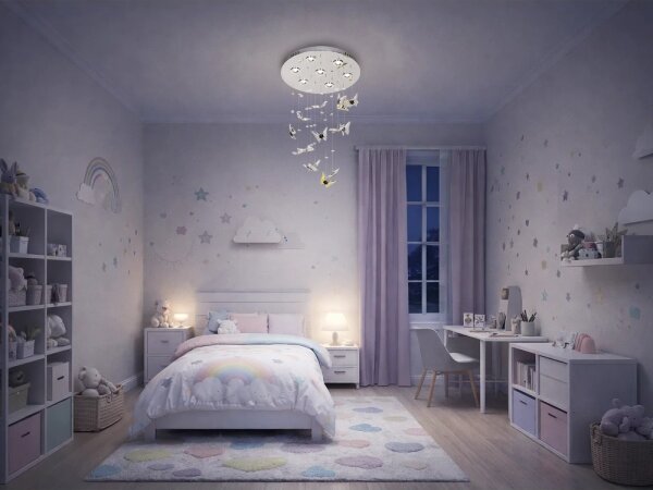 LED кристално таванно осветително тяло MURU LED/24W/230V Ø 40 см лъскав хром + с дистанционно управление