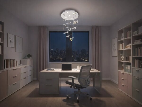 LED кристално таванно осветително тяло MURU LED/24W/230V Ø 40 см лъскав хром + с дистанционно управление