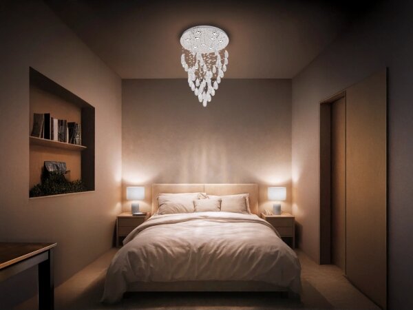 LED кристално таванно осветително тяло MAJURO LED/30W/230V, диаметър 45 см, лъскав хром + дистанционно управление
