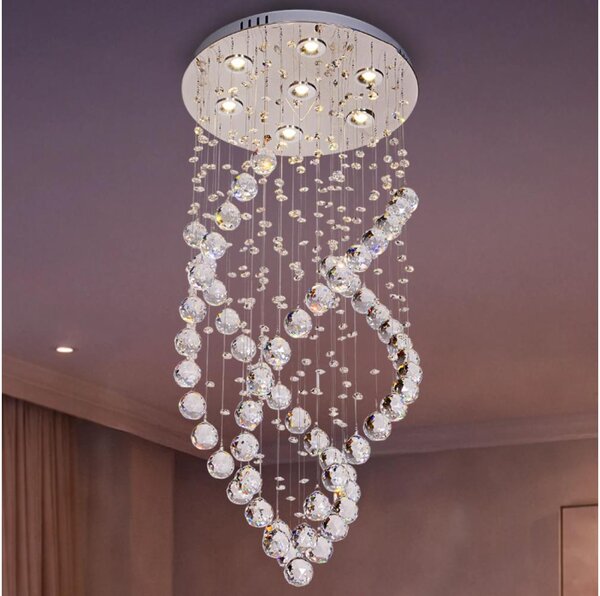 LED кристален таванен полилей NAURU LED/24W/230V Ø 40 см лъскав хром + дистанционно управление