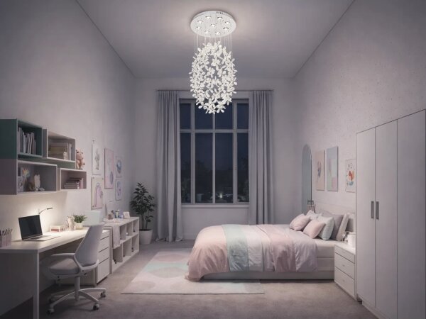 LED кристален таванен полилей SAMOA LED/30W/230V Ø 40 см лъскав хром + дистанционно управление