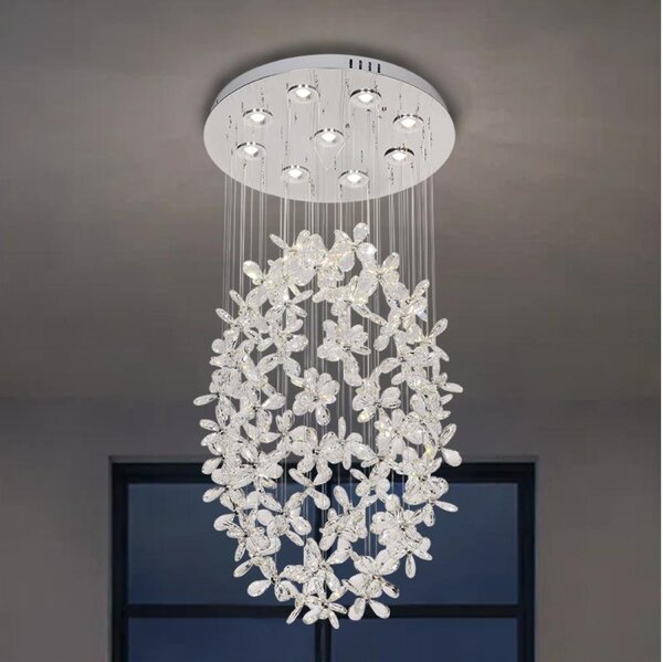 LED кристален таванен полилей SAMOA LED/30W/230V Ø 40 см лъскав хром + дистанционно управление