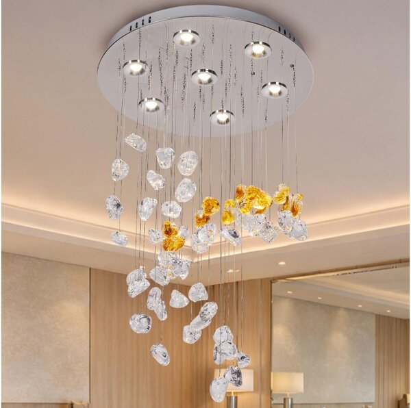 LED кристален таванен плафон AVARA LED/24W/230V Ø 40 см лъскав хром + дистанционно управление