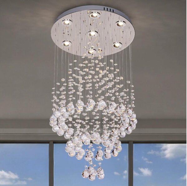 LED кристално таванно осветително тяло NAURU LED/24W/230V Ø 40 см гланцов хром + дистанционно управление