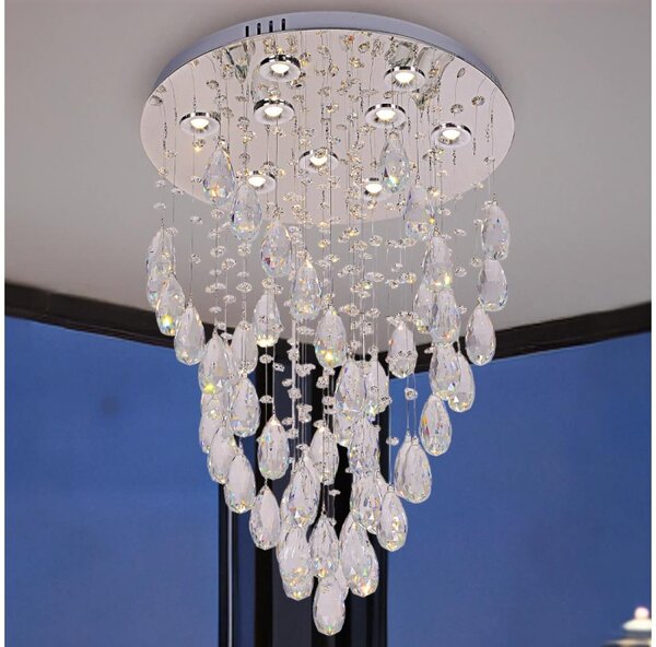 LED кристално таванно осветително тяло MAJURO LED/30W/230V, диаметър 45 см, лъскав хром + дистанционно управление