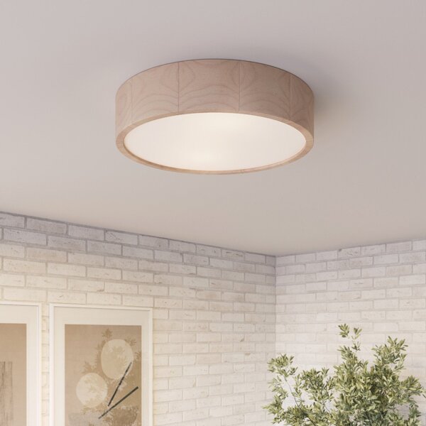 Envostar Kerio плафон, Ø 37 cm, бял, Затъмняване, Бял, Дневна/трапезария, Дървесина, Модерен