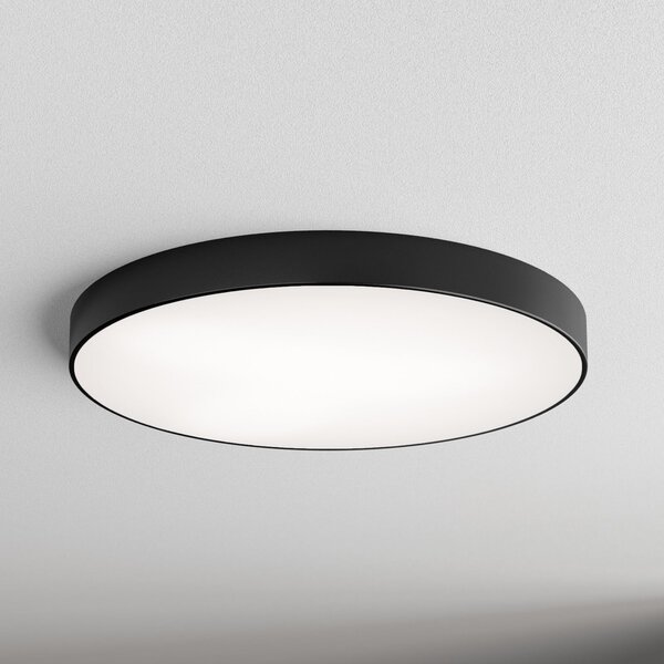 TEMAR LIGHTING Таванна лампа Cleo със стъклен разсейвател, черна, Ø 78cm, Затъмняване, Черен, Дневна/трапезария, Метал, Модерен