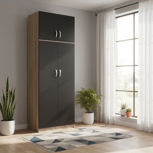 Шкаф с 2 врати, Athos V5, антрацит-дъб, 80x42x240 см