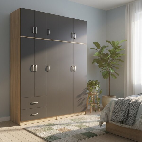 Гардероб с 5 врати, Athos I V23, антрацит, 170x42x240 см