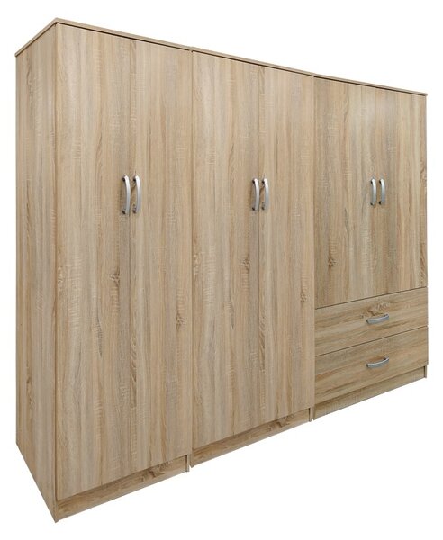 Гардероб с 6 врати, Athos I V26, дъб, 240x42x180 см