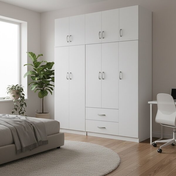Гардероб с 5 врати, Athos I V23, бял, 170x42x240 см