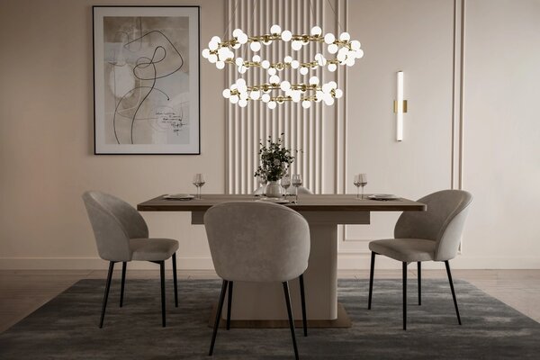 Трапезна маса Lacetti - 160 - 200 x 90 x 76.4 cm, дъб Валенсия / пясък