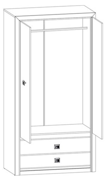 Гардероб Koen SZF2D2S - 103.5 х 200 х 56.5 cm, венге магия