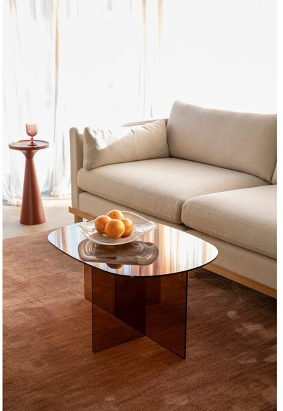 Кафява стъклена масичка за кафе 60x80 cm Linea – Zuiver