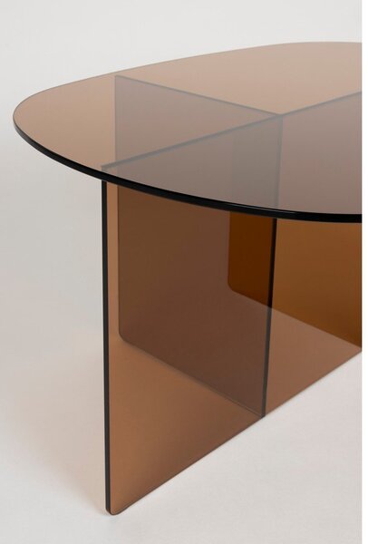 Кафява стъклена масичка за кафе 60x80 cm Linea – Zuiver