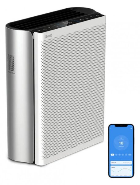 Пречиствател за въздух Levoit EverestAir, 70W, 130 м2, 612 м3/ч, 5 скорости, Wi-Fi, Таймер, HEPA, Нощен режим, Бял/сив