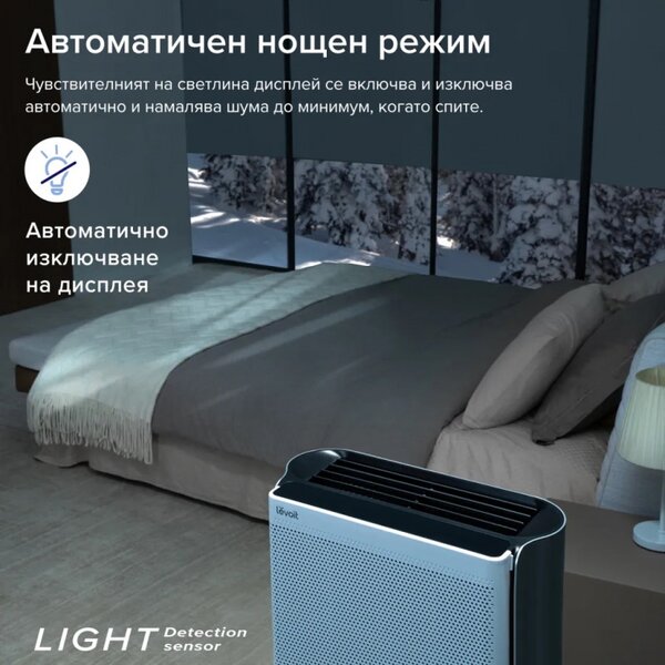 Пречиствател за въздух Levoit EverestAir, 70W, 130 м2, 612 м3/ч, 5 скорости, Wi-Fi, Таймер, HEPA, Нощен режим, Бял/сив