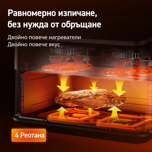 Двоен фритюрник с горещ въздух Cosori Dual Blaze TwinFry CAF-TF101S, 10 л, 6 програми, 35-240 C, Таймер, ThermoIQ, Синхронизирано готвене и приключване, Бял